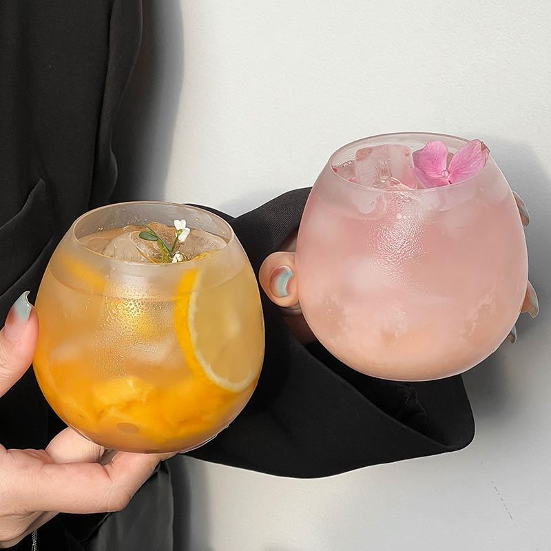 思慕雪杯ins风磨砂拿铁咖啡玻璃杯简约女家用喝水杯子夏天冷饮