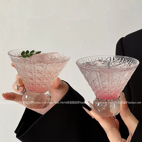 小众ins复古宝石纹高足玻璃杯