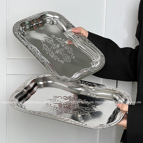 金属果盘浮雕收纳盘装饰盘干果盘