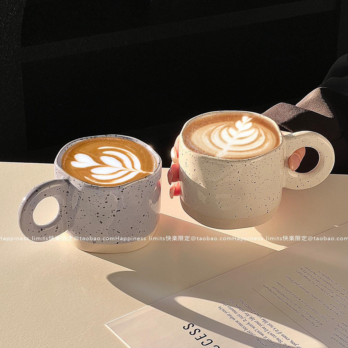 ins手捏陶瓷咖啡杯泼墨创意马克杯早餐杯果汁杯牛奶杯子韩式小众