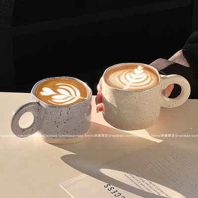 ins手捏陶瓷咖啡杯泼墨创意马克杯早餐杯果汁杯牛奶杯子韩式小众