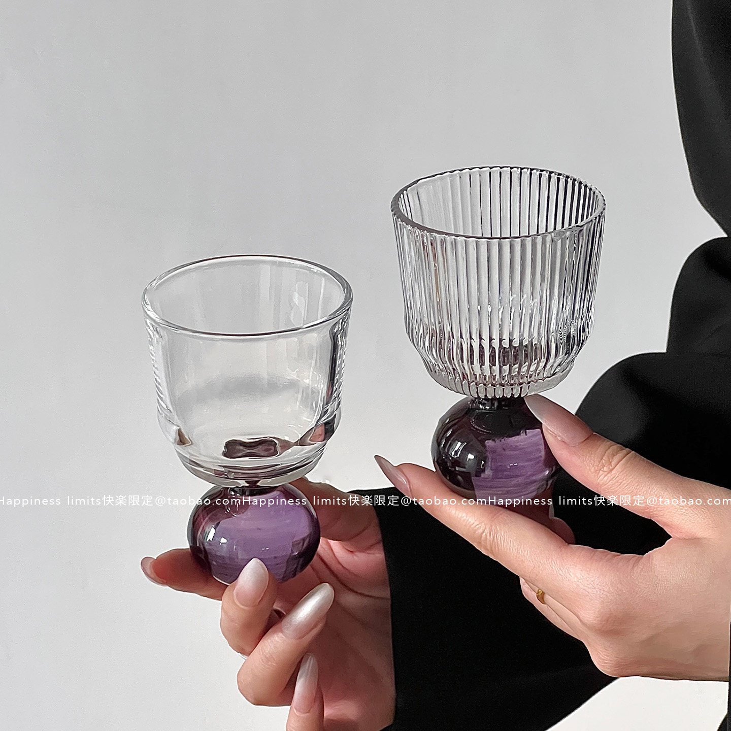 小众设计感复古紫色玻璃杯高颜值威士忌杯白酒杯微醺果酒杯一口杯