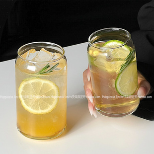 ins网红易拉罐玻璃杯 冰咖啡杯沙冰杯冷饮杯拿铁杯高颜值气泡水杯