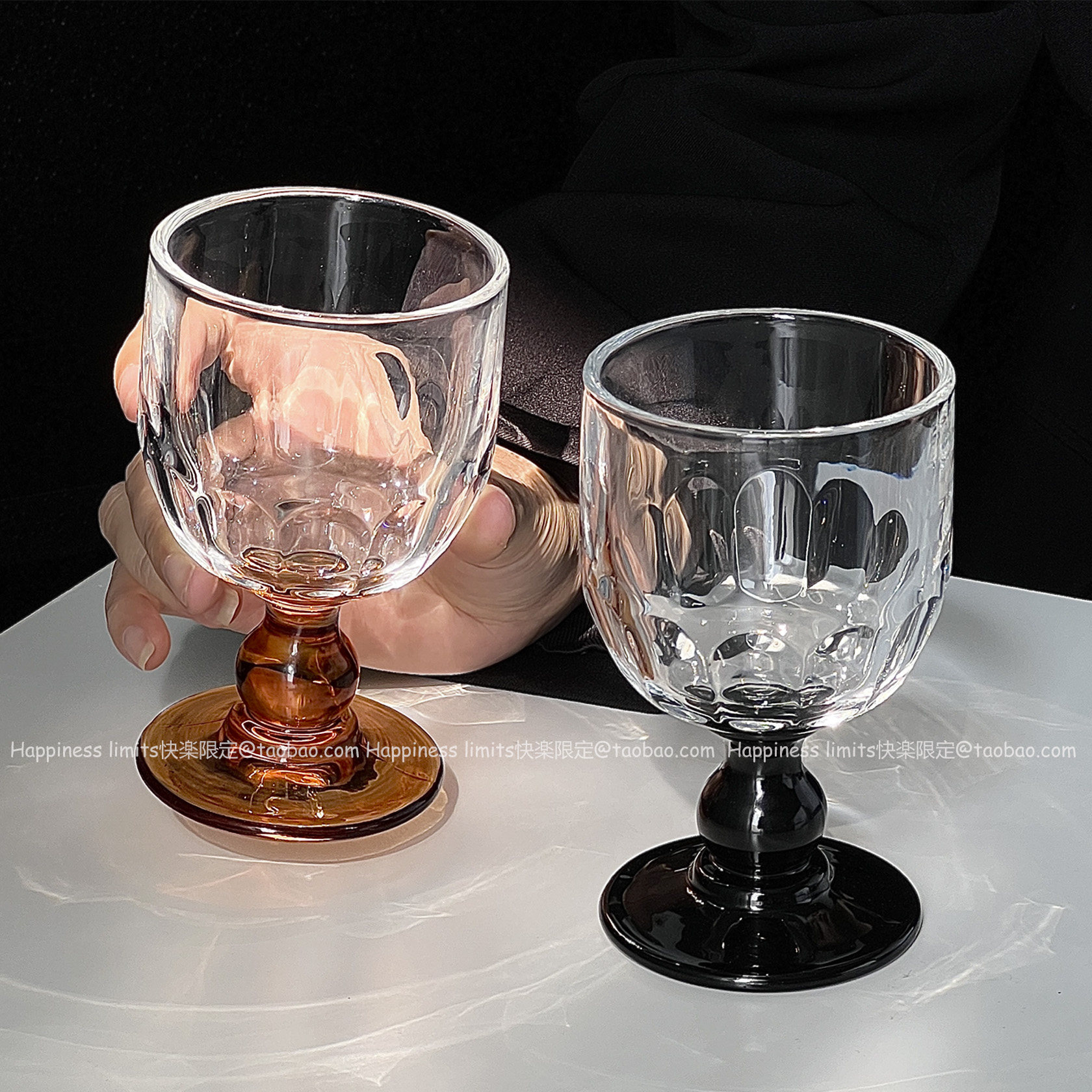 中古高脚杯香槟杯小众复古玻璃杯