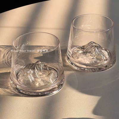 ins风观山富士山杯中古冰山杯日式杯家用茶杯威士忌酒杯洋酒杯子