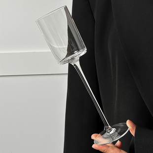 日式 水晶高脚鸡尾酒杯ins香槟杯酒吧酒杯酒具直筒马天尼杯红酒杯