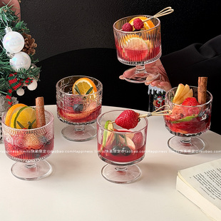 小众中古圣诞热红酒杯高颜值高脚杯ins风微醺酒杯果汁杯饮品杯子