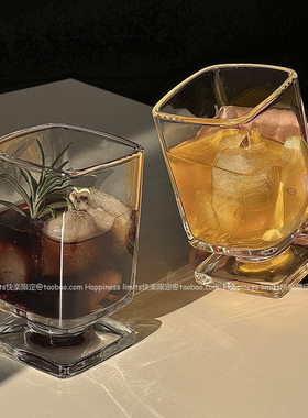 ins创意四角水杯玻璃杯小容量果汁杯家用办公室透明水杯牛奶杯子