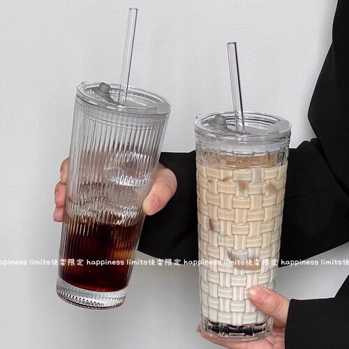 大容量高颜值浮雕藤编咖啡杯