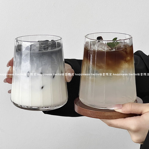 富士山杯高颜值ins家用简约透明冰美式咖啡牛奶杯咖啡杯玻璃水杯