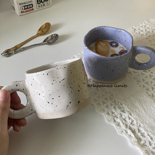 小众 ins手捏陶瓷咖啡杯泼墨创意马克杯早餐杯果汁杯牛奶杯子韩式