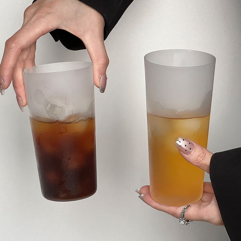 高级感磨砂超薄斜身玻璃杯高颜值