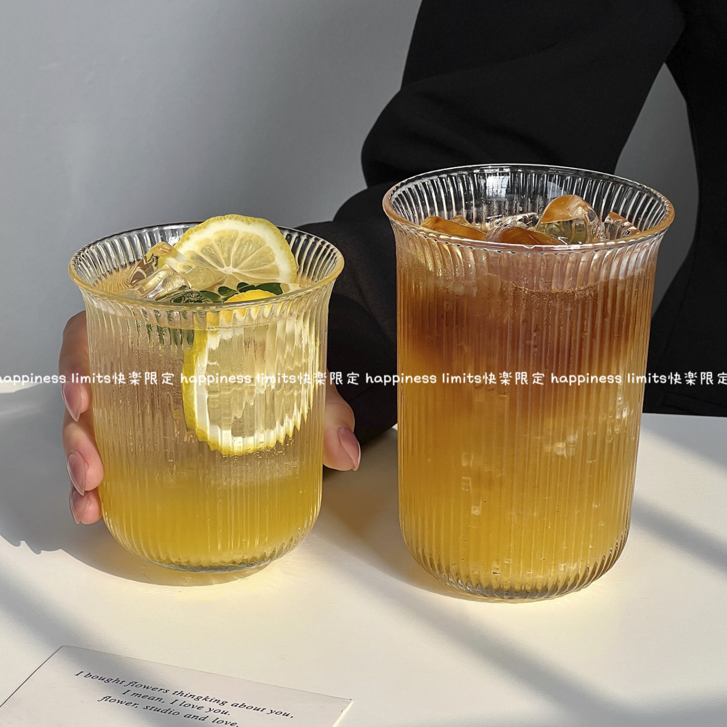 简约冰美式拿铁咖啡杯耐热饮品杯玻璃杯透明冷饮杯喝水杯子水果杯