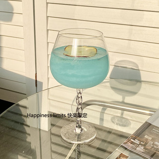扭挺高脚杯ins风鸡尾酒杯创意仙女玻璃杯葡萄酒杯红酒杯冷饮杯子