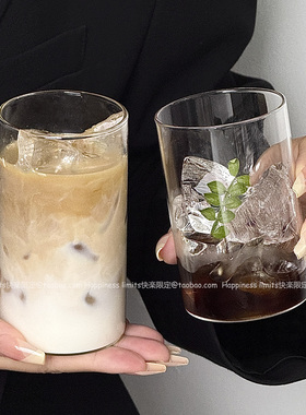 ins玻璃杯极简咖啡杯韩风饮品杯苏打水杯果汁饮料杯耐高温牛奶杯