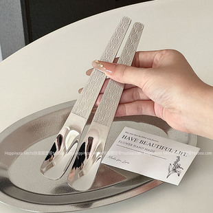 304不锈钢甜品勺子吃蛋糕勺高颜值平头精致酸奶方头网红ins咖啡勺