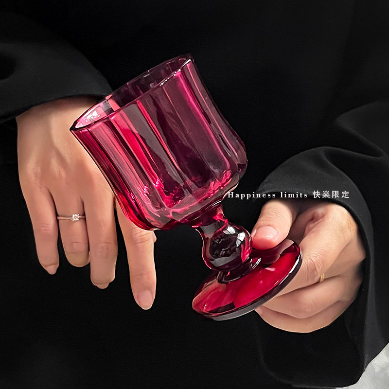 ins风中古高脚小众玻璃杯香槟杯