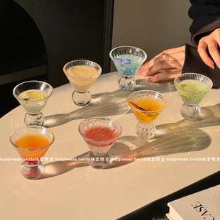 小众ins复古小酒杯宝石纹高足玻璃杯主人杯一口杯功夫茶杯品茗杯