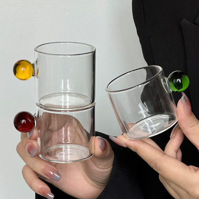 ins风玻璃圆球带把可爱小奶盅