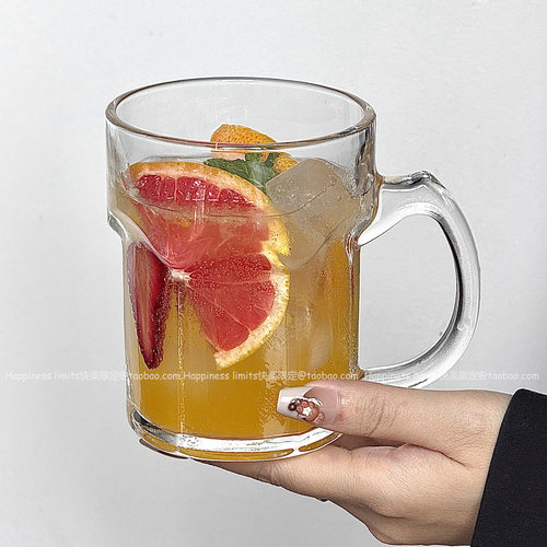 大容量玻璃水果茶杯带把莫吉托杯