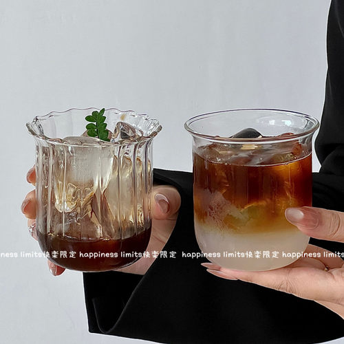 咖啡店耐高温玻璃杯复古拿铁杯