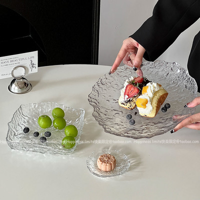 日式ins风不规则冰川玻璃盘子