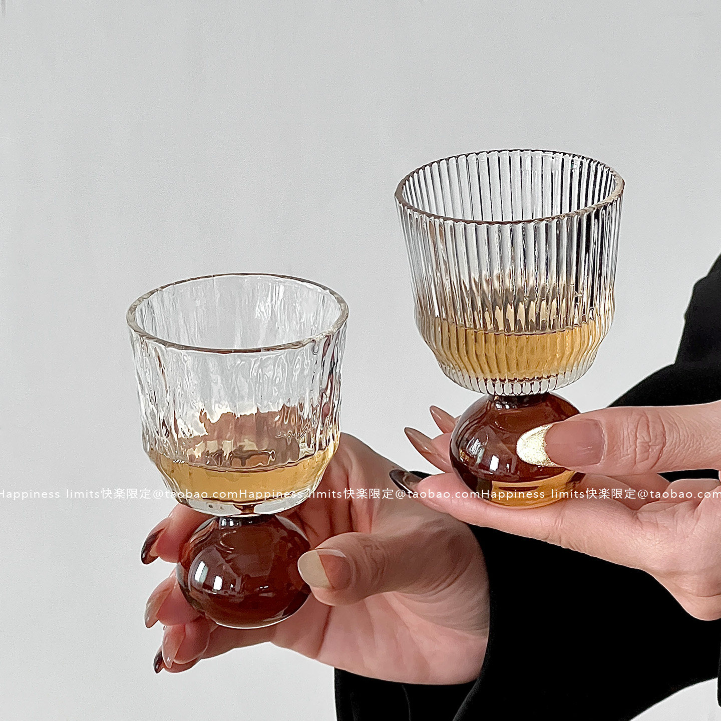 小众复古小酒杯玻璃中古圆珠杯子创意威士忌杯高颜值白酒杯果酒杯