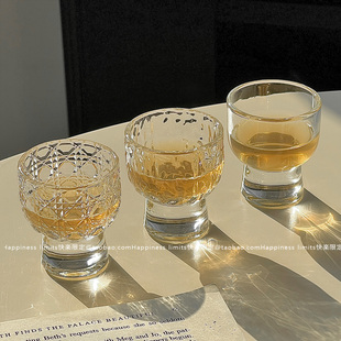 迷你ins创意家用高脚杯玻璃平底杯一两杯白酒杯小酒杯一口杯茶杯
