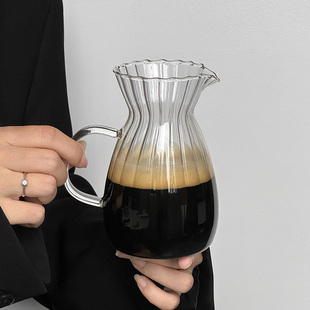 北欧复古ins玻璃小奶盅条纹小奶壶加奶容器调料酱汁杯西餐小奶罐