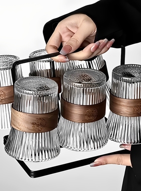 新中式家用客厅待客茶杯防烫套装束腰杯果汁杯咖啡杯耐高温玻璃杯