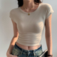 辣妹纯欲风小众飞袖 露脐包袖 收腰紧身高腰短款 夏季 上衣短袖 t恤女