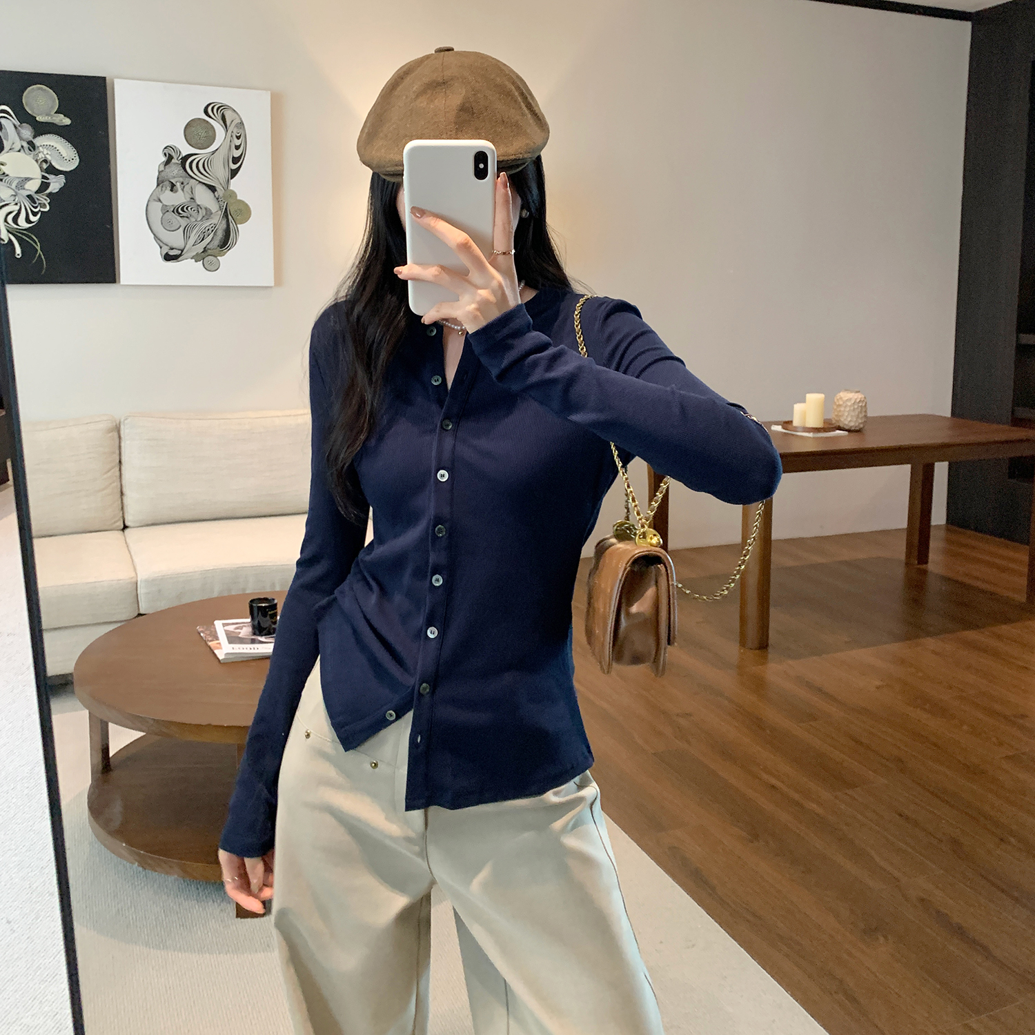 半开领灰色打底衣女内搭高级感长袖开衫T恤秋冬2025新款修身上衣