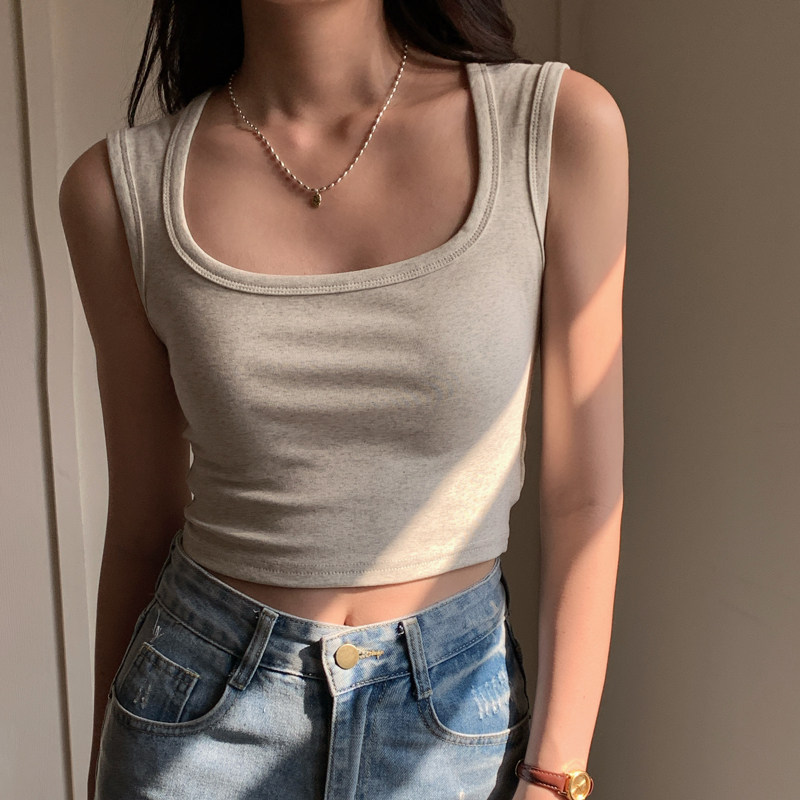 春夏季辣妹外穿纯棉无袖宽肩带短款方领露脐遮副乳上衣吊带背心女,女装/女士精品,背心吊带,淘宝优惠券,粉丝福利购,淘宝优惠卷
