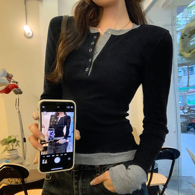 长袖可外穿t恤显瘦上衣