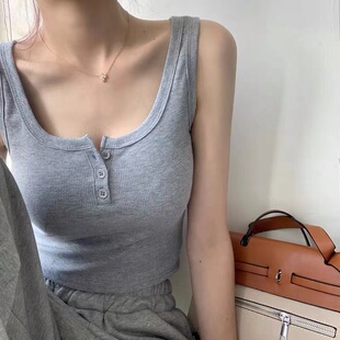 泫雅风运动吊带背心女外穿夏季辣妹打底抹胸网红纯色短款紧身上衣