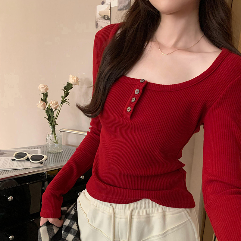 辣妹设计感短款修身t恤女