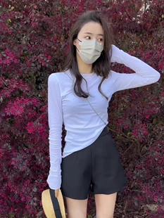 t恤2026夏季 显瘦内搭体恤打底衫 新款 修身 设计感上衣 女装 白色长袖