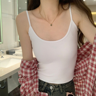 低領純色百搭短款 新款 修身 內搭打底顯瘦上衣ins潮 吊帶背心女夏季