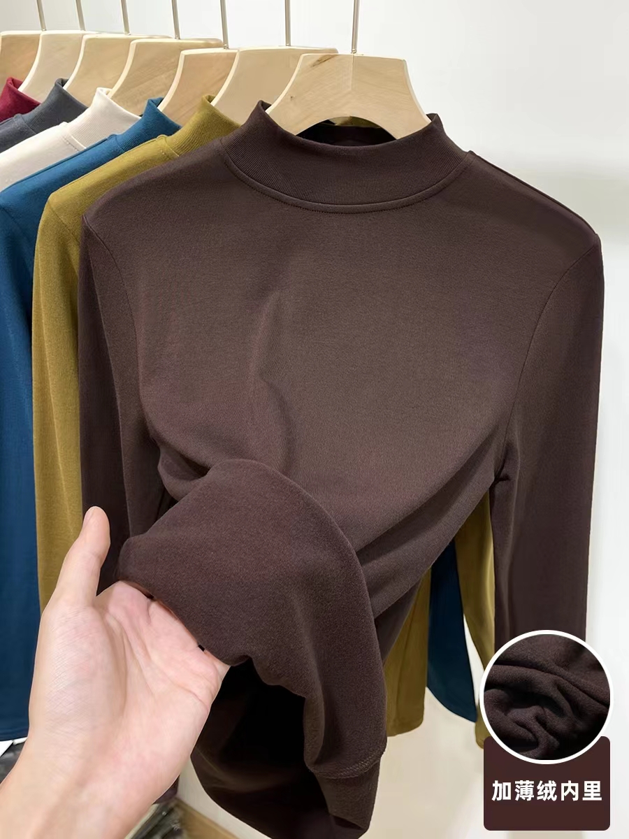 薄绒新款长袖磨毛显瘦上衣