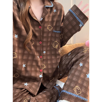 晚眠带胸垫睡衣女款春秋长袖秋冬季大码秋冬家居服套装2026年新款