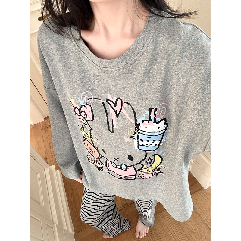 晚眠带胸垫睡衣女款春秋学生可爱卡通长袖2025年新款秋冬季家居服