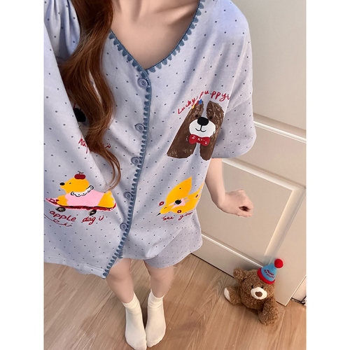晚眠2026年新款带胸垫睡衣女款夏季短袖短裤夏天家居服两件套装