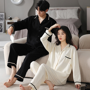 晚眠情侣睡衣女春秋冬季纯棉长袖2023年新款男士加肥加大码200斤