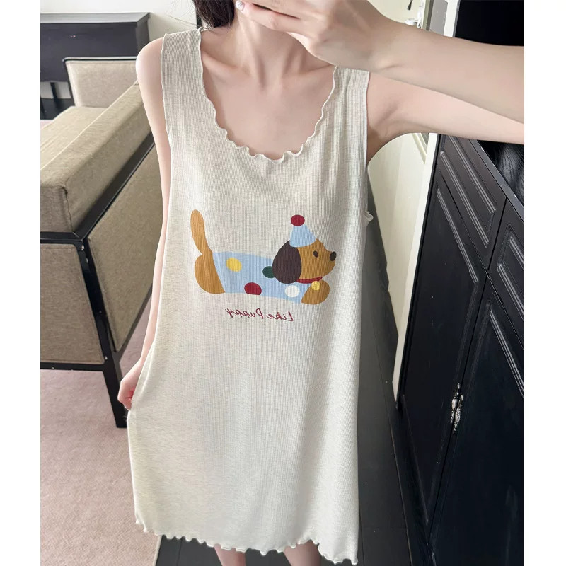 晚眠带胸垫冰丝睡裙女夏天2026年新款背心无袖夏季睡衣家居服长款图片