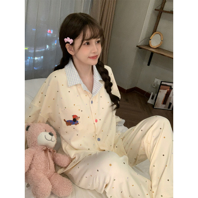 晚眠带胸垫睡衣女款春秋纯棉长袖防凸点2025年新款冬季大码家居服