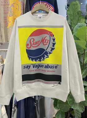 档口实拍 美式复古Sanit xxx stb玻璃瓶盖印花圆领卫衣男女宽松潮