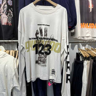 档口实拍 RRR123手掌人像数字涂鸦标语长袖T恤男女情侣上衣潮