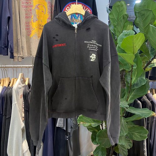 美式复古水洗破坏连帽拉链卫衣