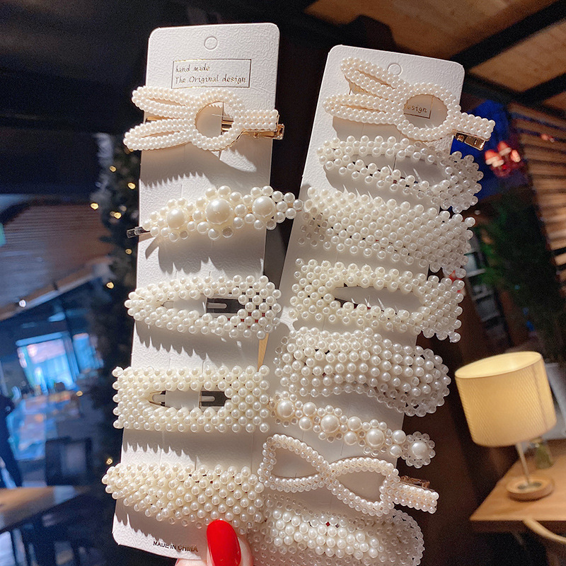 ins网红同款套装少女珍珠发夹