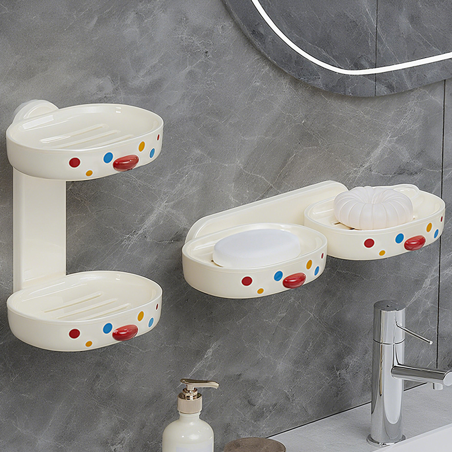 肥皂盒壁挂式高档香皂盒子免打孔置物架浴室厕所卫生间双层肥皂架